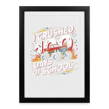 Monster Truck 100 Days of School - Framed poster (27 × 37 cm) - black - Front