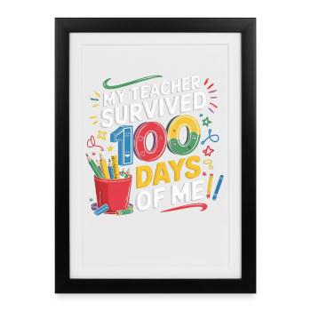 Mon professeur survit 100 jours - Affiche encadrée (27 × 37 cm) - noir - Devant