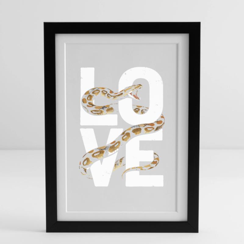 Königspython Schlangen LOVE Terrarium Python Gerahmtes Poster (27 × 37 cm)