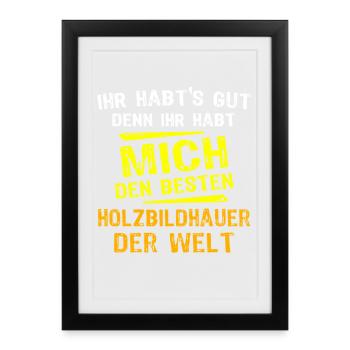 Don du sculpteur sur bois - Affiche encadrée (27 × 37 cm) - noir - Devant