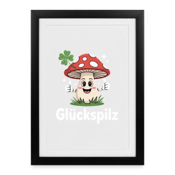Lucky Funny Toadstool with Shamrock - Framed poster (27 × 37 cm) - black - Front