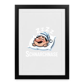 Funny Snoring Nose Sleepy Head Humor - Framed poster (27 × 37 cm) - black - Front