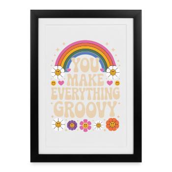 Vous rendez tout cool - Retro Rainbow - Affiche encadrée (27 × 37 cm) - noir - Devant