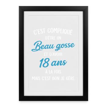 18 Year Old Handsome Humor Birthday Gift Idea - Framed poster (27 × 37 cm) - black - Front