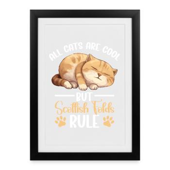 Tenue de maman de chat Scottish Fold Lover en peluche Amant de chat - Affiche encadrée (27 × 37 cm) - noir - Devant