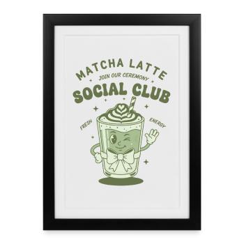 Matcha Latte Social Club Join Our Ceremony Green - Framed poster (27 × 37 cm) - black - Front
