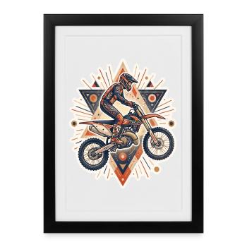 Motocross biker motorcycle cross trial enduro freestyle - Framed poster (27 × 37 cm) - black - Front