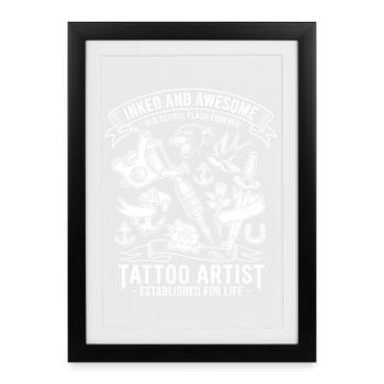 Motif de tatoueur à l’ancienne - Affiche encadrée (27 × 37 cm) - noir - Devant