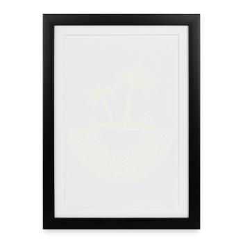 Tropical Vinyl Island Sunset Art - Framed poster (27 × 37 cm) - black - Front