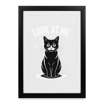 Regarde-moi - Ciel étoilé de chat - Affiche encadrée (27 × 37 cm) - noir - Devant