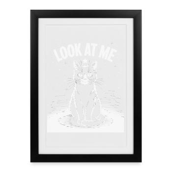 Regarde-moi - Ciel étoilé de chat - Affiche encadrée (27 × 37 cm) - noir - Devant