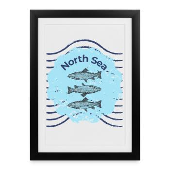 North Sea Fish Trio Shield - Framed poster (27 × 37 cm) - black - Front