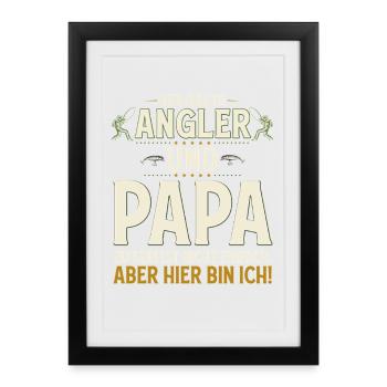 Pêcheur et papa : pas facile, me voilà en train de pêcher - Affiche encadrée (27 × 37 cm) - noir - Devant