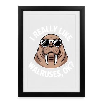 Cadeau drôle de morse qui dit le morse - Affiche encadrée (27 × 37 cm) - noir - Devant