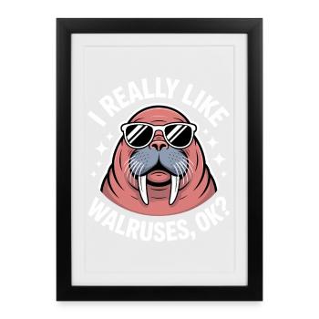 Cadeau drôle de morse qui dit le morse - Affiche encadrée (27 × 37 cm) - noir - Devant