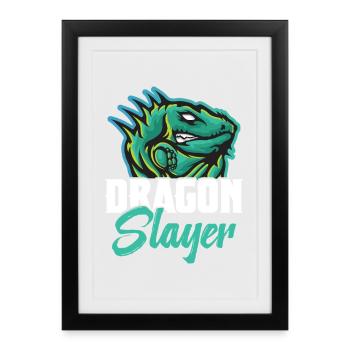 Dragon Hunter Reptile Hunting Gear Lizard Iguana - Framed poster (27 × 37 cm) - black - Front