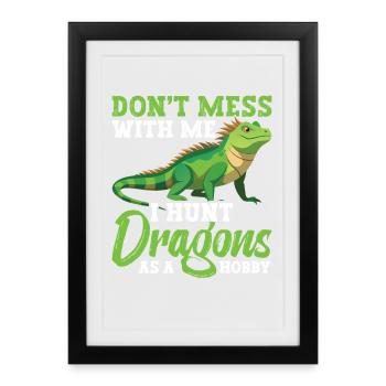  Reptile Hunter Equipment Iguana Slayer Lizard - Framed poster (27 × 37 cm) - black - Front