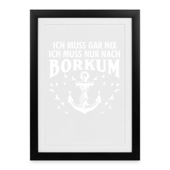 Mer du Nord, vous n'avez rien à faire, il suffit d'aller à Borkum. C'est drôle. - Affiche encadrée (27 × 37 cm) - noir - Devant