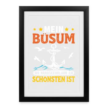 Mer du Nord MON BÜSUM OÙ LES VACANCES EN MER DU NORD SONT LES PLUS BELLES - Affiche encadrée (27 × 37 cm) - noir - Devant
