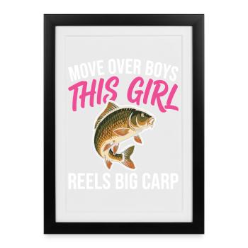 This Girl Reels Big Carp Design - Framed poster (27 × 37 cm) - black - Front