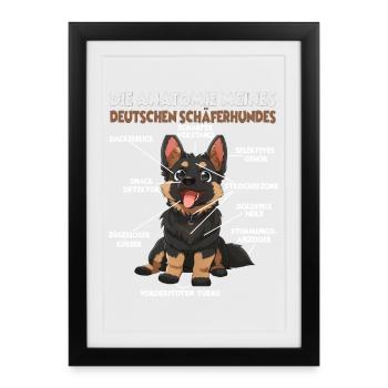 Schäferhund Gassi T Hundehalter Schäferhund - Gerahmtes Poster (27 × 37 cm) - Schwarz - Vorne