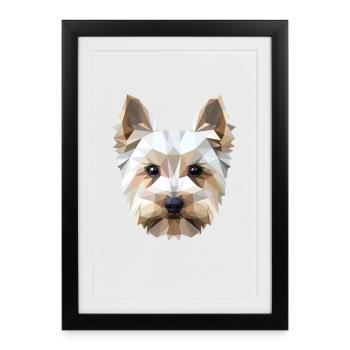 Yorkshire Terrier Amoureux des chiens Yorkshire Yorkie mignon - Affiche encadrée (27 × 37 cm) - noir - Devant
