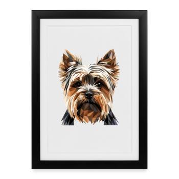 Yorkshire Terrier Amoureux des chiens Yorkshire Yorkie mignon - Affiche encadrée (27 × 37 cm) - noir - Devant
