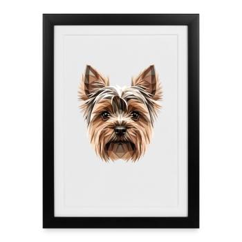 Yorkshire Terrier Amoureux des chiens Yorkshire Yorkie mignon - Affiche encadrée (27 × 37 cm) - noir - Devant