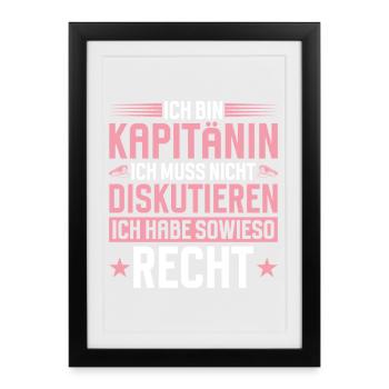 Bateau cadeau du capitaine Voile drôle de diction - Affiche encadrée (27 × 37 cm) - noir - Devant