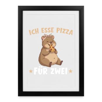 Pregnancy Announce Pizza Quokka Mom - Framed poster (27 × 37 cm) - black - Front