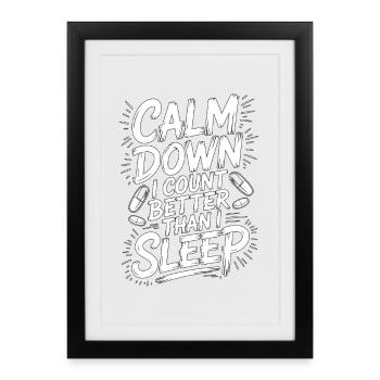 Pharmacien de détail Calmez-vous I, expert en médicaments - Affiche encadrée (27 × 37 cm) - noir - Devant