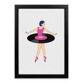 Ballerina in Vinyl Record Tutu Design - Framed poster (27 × 37 cm) - black - Front