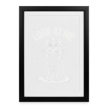 Regarde-moi - Ciel étoilé de chat - Affiche encadrée (27 × 37 cm) - noir - Devant