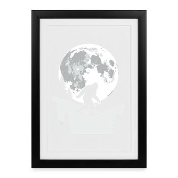 Bigfoot Skifahrer Mond - Gerahmtes Poster (27 × 37 cm) - Schwarz - Vorne