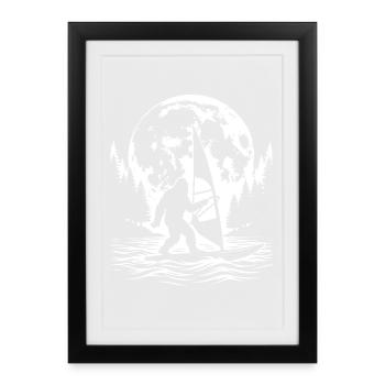 Bigfoot Windsurfing Moon - Framed poster (27 × 37 cm) - black - Front