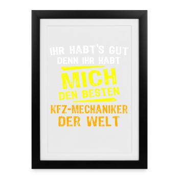Cadeau du mécanicien automobile - Affiche encadrée (27 × 37 cm) - noir - Devant