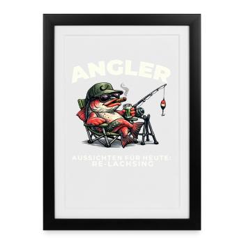Fishing Gift Man Angler Re Salmon Saying Funny - Framed poster (27 × 37 cm) - black - Front