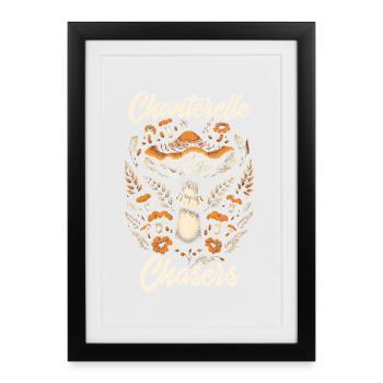 Chasseur de chantelles | Forêt de cueillette de champignons - Affiche encadrée (27 × 37 cm) - noir - Devant