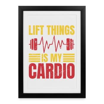 Motivation fitness Le bodybuilder Lift est mon cardio - Affiche encadrée (27 × 37 cm) - noir - Devant