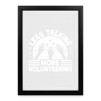 Citation d’assistant social : moins parler plus socialement - Affiche encadrée (27 × 37 cm) - noir - Devant