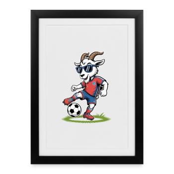 Z Soccer Goat avec des lunettes de soleil - Affiche encadrée (27 × 37 cm) - noir - Devant