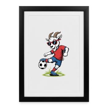 Cool football goat with sunglasses - Framed poster (27 × 37 cm) - black - Front
