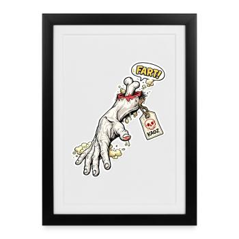 Fart Skeleton Zombie Hand Sticker - Framed poster (27 × 37 cm) - black - Front