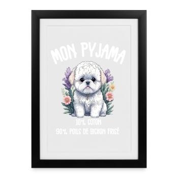 Pyjama Drôle Chien Bichon - Affiche encadrée (27 × 37 cm) - noir - Devant