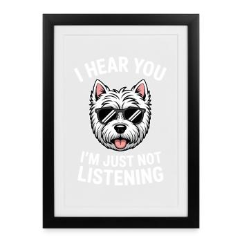 West Highland White Terrier qui dit Westie Gift - Affiche encadrée (27 × 37 cm) - noir - Devant
