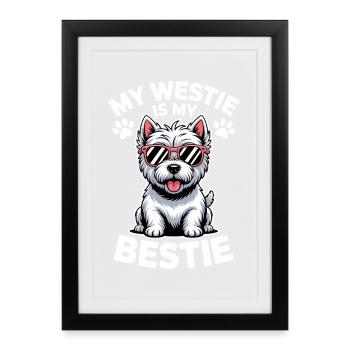West Highland White Terrier qui dit Westie Gift - Affiche encadrée (27 × 37 cm) - noir - Devant