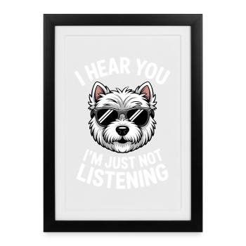 West Highland White Terrier qui dit Westie Gift - Affiche encadrée (27 × 37 cm) - noir - Devant