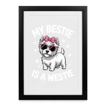 West Highland White Terrier qui dit Westie Gift - Affiche encadrée (27 × 37 cm) - noir - Devant