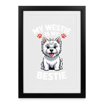 West Highland White Terrier qui dit Westie Gift - Affiche encadrée (27 × 37 cm) - noir - Devant