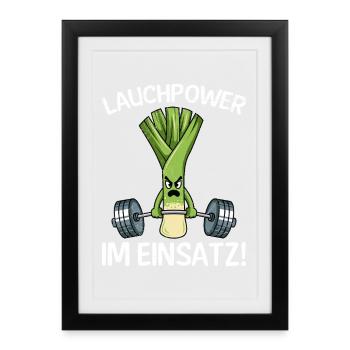 Weightlifter LEEK POWER IN ACTION Fun - Framed poster (27 × 37 cm) - black - Front